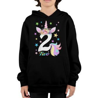 Kids Number 2 Two Unicorn 2Nd Birthday Shirt For 2 Year Old Youth Hoodie | Mazezy AU