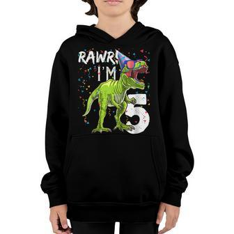 Kids Rawr Im 5 5Th Birthday Dinosaur Shirts Boys Dinosaur Gift Youth Hoodie | Mazezy