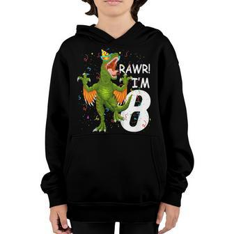 Kids Rawr Im 8 8Th Birthday Raptor Dinosaur Shirt For Boys Youth Hoodie | Mazezy DE