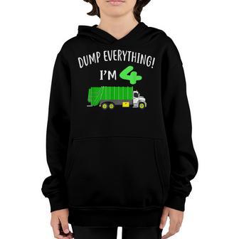 Kids Recycling Trash 4 Year Old Garbage Truck 4Th Birthday Youth Hoodie - Thegiftio UK