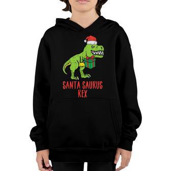 Kids Santa Saurus Rex Dino Kids Xmas Toddler Boys Christmas Youth Hoodie - Thegiftio UK
