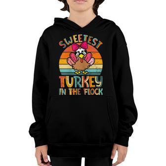 Kids Sweetest Turkey In The Flock Boys Vintage Thanksgiving Youth Hoodie - Thegiftio UK