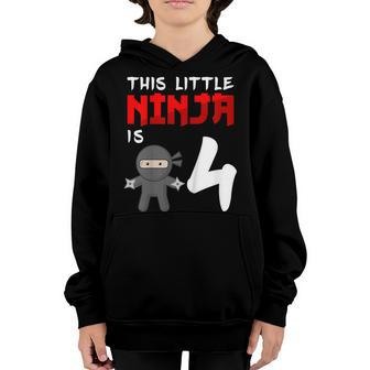 Kids This Little Ninja Is 4 Year Old 4Th Birthday Boy Youth Hoodie | Mazezy