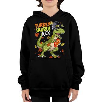 Kids Turkey Saurus Rex Funny Dinosaur T Rex Thanksgiving Youth Hoodie - Thegiftio UK