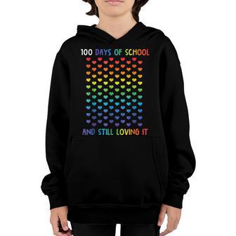 Kindergarten 100 Days Of School Hearts Teacher Kids Youth Hoodie - Thegiftio UK
