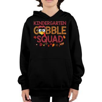 Kindergarten Gobble Squad Funny Turkey Thanksgiving Kids Youth Hoodie - Thegiftio UK