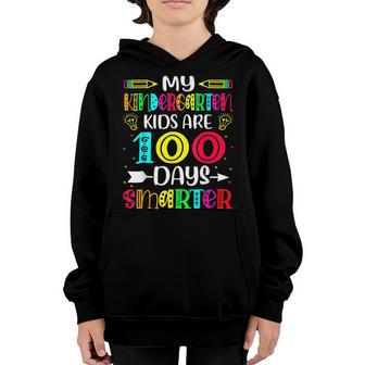 Kindergarten Teacher 100 Days Smarter 100Th Day Of School V2 Youth Hoodie - Thegiftio UK