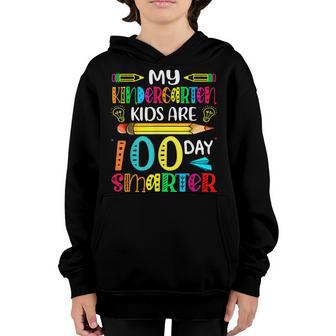 Kindergarten Teacher 100 Days Smarter 100Th Day Of School Youth Hoodie - Thegiftio UK