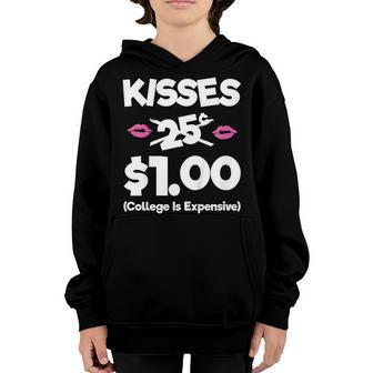 Kisses 25 Cents Girls Boys Funny Kids Valentines Day Youth Hoodie | Mazezy