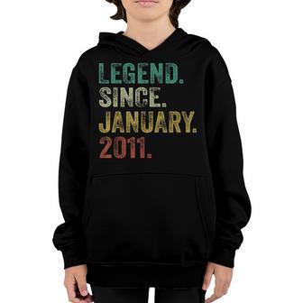 Legend Since January 2011 12 Year Old 12Th Birthday Boy Youth Hoodie - Thegiftio UK