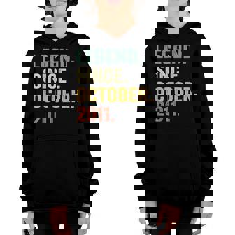Legend Since October 2011 11Th Birthday Gift 11 Year Old Boy V3 Youth Hoodie - Thegiftio UK