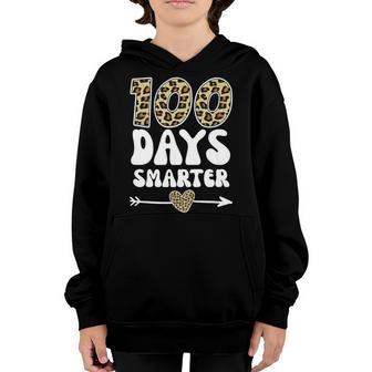 Leopard 100 Days Smarter Teacher Student 100Th Day Of School Youth Hoodie - Thegiftio UK