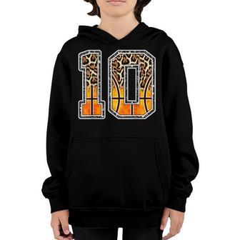 Leopard 10Th Birthday Sport 10 Years Old Basketball 10 Boys Youth Hoodie - Thegiftio UK