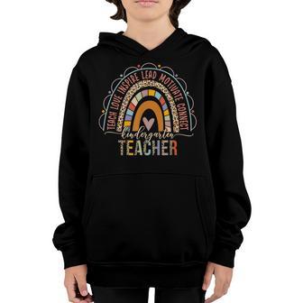 Leopard Boho Rainbow Kindergarten Teacher 100Th Day School Youth Hoodie - Thegiftio UK