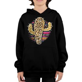 Leopard Cactus Western Cowgirl Tie Dye Youth Hoodie - Thegiftio UK