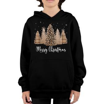 Leopard Christmas Tree Plaid Women Girls Kids Xmas Youth Hoodie - Thegiftio UK