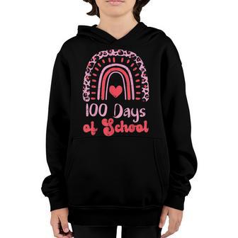 Leopard Rainbow 100 Days Of School 100Th Day Teacher Women Youth Hoodie - Thegiftio UK