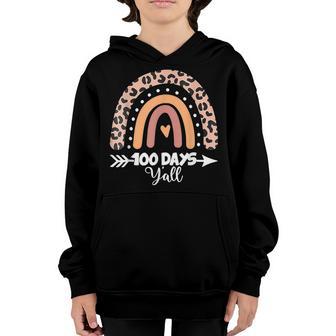 Leopard Rainbow 100 Days Yall 100Th Day Of School Teacher V2 Youth Hoodie - Thegiftio UK