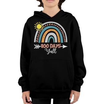 Leopard Rainbow 100 Days Yall 100Th Day Of School Teacher Youth Hoodie - Thegiftio UK