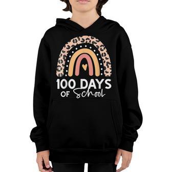 Leopard Rainbow 100 Days Yall 100Th Day Of School Teacher Youth Hoodie - Thegiftio UK