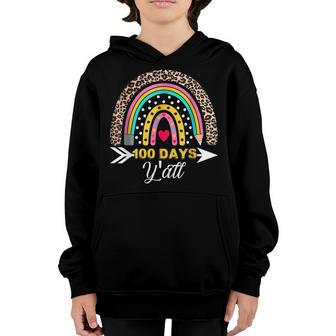 Leopard Rainbow 100 Days Yall 100Th Day Of School Teacher Youth Hoodie - Thegiftio UK