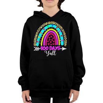 Leopard Rainbow 100 Days Yall 100Th Day Of School Teacher Youth Hoodie - Thegiftio UK