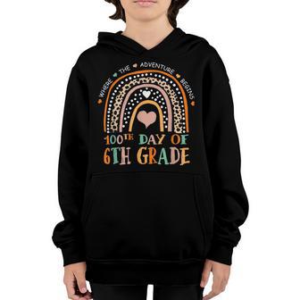 Leopard Rainbow 6Th Grade 100Th Day Of School Teacher Youth Hoodie - Thegiftio UK