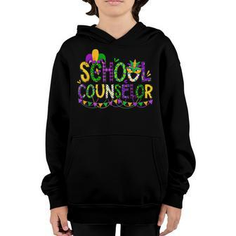 Leopard School Counselor Mardi Gras Bead Tuesday Youth Hoodie - Seseable