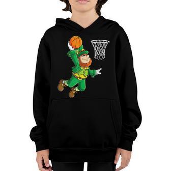 Leprechaun Basketball Dunk St Patricks Day Boys Men Sports V2 Youth Hoodie - Thegiftio UK