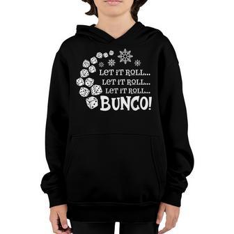 Let It Roll Bunco Game Dice Merry Christmas Xmas Santa Claus Youth Hoodie - Thegiftio UK