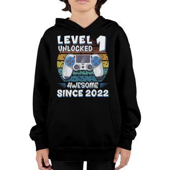 Level 1 Unlocked Awesome Since 2022 1Th Birthday Boys Gifts Youth Hoodie - Thegiftio UK