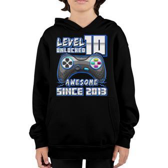 Level 10 Unlocked Awesome 2013 Video Game 10Th Birthday Boy V2 Youth Hoodie - Thegiftio UK