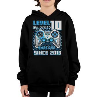 Level 10 Unlocked Awesome 2013 Video Game 10Th Birthday Boy V3 Youth Hoodie - Thegiftio UK