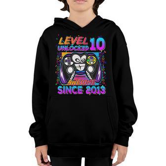 Level 10 Unlocked Awesome 2013 Video Game 10Th Birthday Boy Youth Hoodie - Thegiftio UK