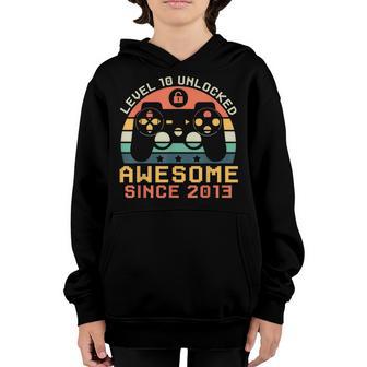Level 10 Unlocked Awesome 2013 Video Game 10Th Birthday Boys V2 Youth Hoodie - Thegiftio UK
