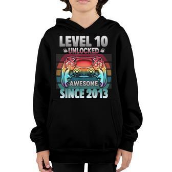 Level 10 Unlocked Awesome Since 2013 10 Year Gamer Birthday Youth Hoodie - Thegiftio UK