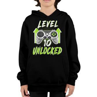 Level 10 Unlocked Birthday Boy 10 Year Old Video Game Gaming Youth Hoodie - Seseable