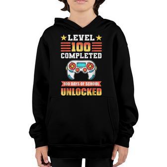 Level 100 Completed 100 Days Of School Unlocked Gamer Youth Hoodie - Thegiftio UK