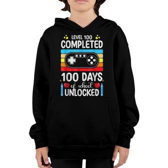 Level 100 Completed Level 100 Unlocked 100 Days Video Game Youth Hoodie - Thegiftio UK