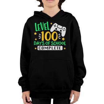 Level 100 Days Of School Complete Gamer Video Games Youth Hoodie - Thegiftio UK