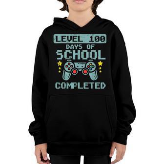 Level 100 Days Of School Completed Gamer 100Th Day Game Gift Youth Hoodie - Thegiftio UK