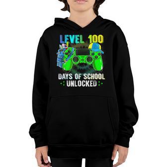 Level 100 Days Of School Unlocked Funny Video Gamer Boy Kids Youth Hoodie - Thegiftio UK
