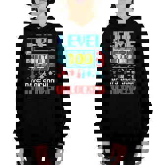 Level 100 Days Of School Unlocked Gamer Video Games Boys Kid V2 Youth Hoodie - Thegiftio