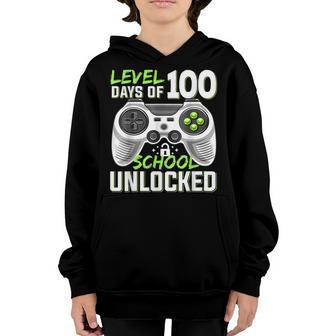 Level 100 Days Of School Unlocked Gamer Video Games Boys V11 Youth Hoodie - Seseable