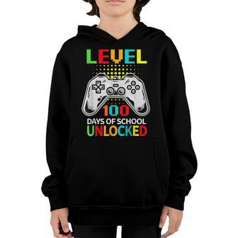 Level 100 Days Of School Unlocked Gamer Video Games Boys V14 Youth Hoodie - Seseable