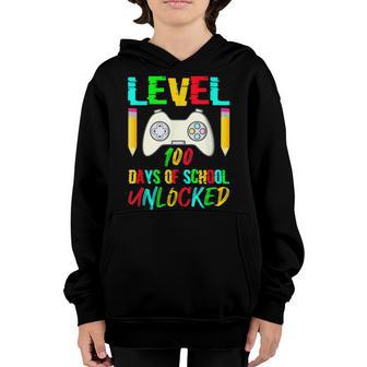 Level 100 Days Of School Unlocked Gamer Video Games Boys V15 Youth Hoodie - Thegiftio UK
