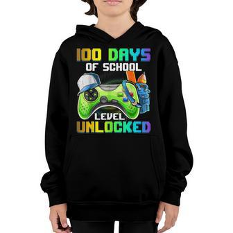 Level 100 Days Of School Unlocked Gamer Video Games Boys V17 Youth Hoodie - Thegiftio UK