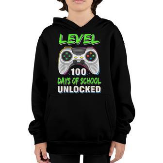 Level 100 Days Of School Unlocked Gamer Video Games Boys V19 Youth Hoodie - Thegiftio UK