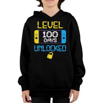 Level 100 Days Of School Unlocked Gamer Video Games Boys V20 Youth Hoodie - Thegiftio UK