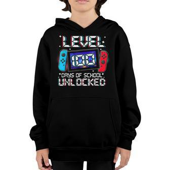 Level 100 Days Of School Unlocked Gamer Video Games Boys V21 Youth Hoodie - Seseable